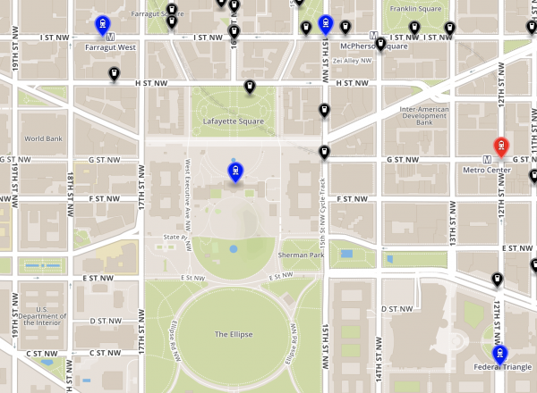 Map 3 An updated map with a new bus icon located at the White House.